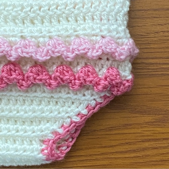 Diaper Cover size 0 6 months New NWT baby Girls boutique Pink white Crocheted - Picture 9 of 12